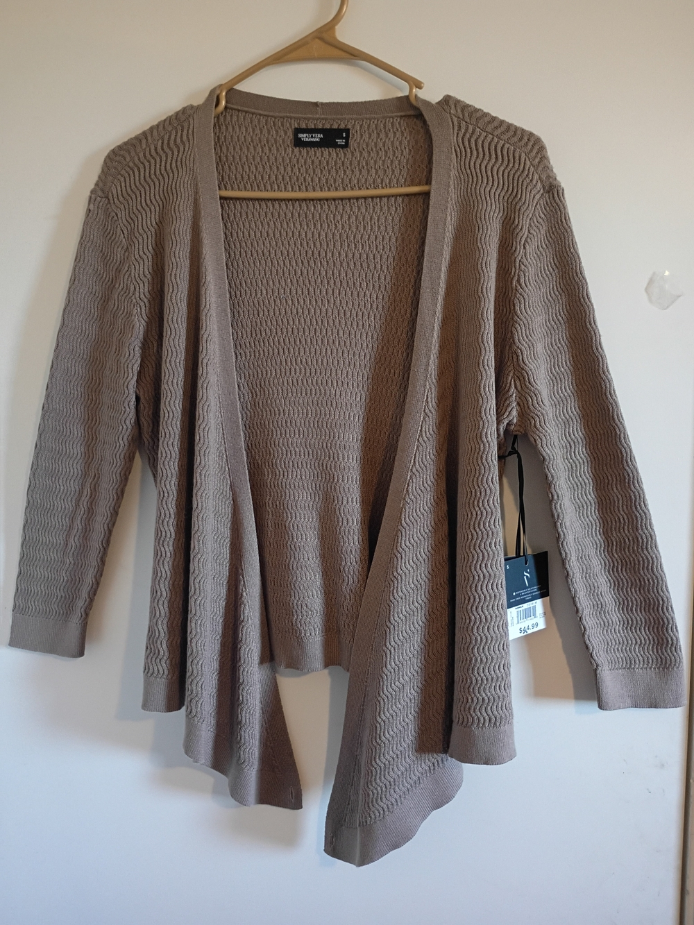 George Open-Front Textured Cardigan - Taupe Brown